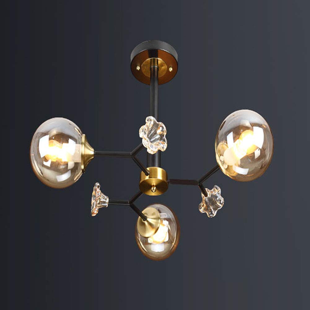 KXEcoLife 12Light Nordic Chandelier Mid Century Ceiling Light Fixture for Kitchen Dining Room Living & Foyer Amber Platinum Finish