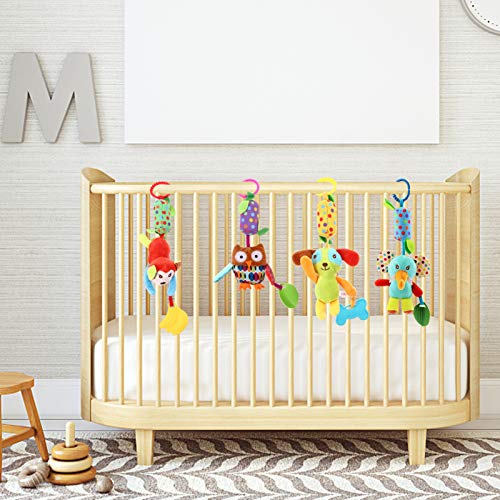 TOYANDONA 4 peças de brinquedos de pelúcia para bebês, carrinho de bebê, chocalho pendurado, pintinh