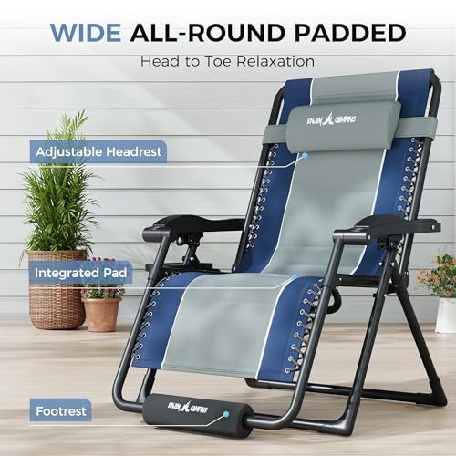 Image of UDPATIO Oversized Zero Gravity Chair Outdoor Padding Folding Recliner