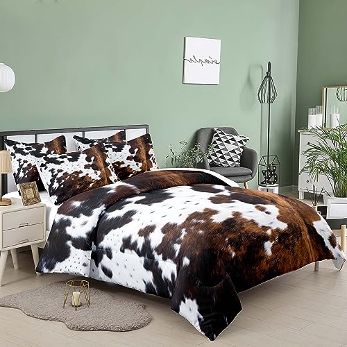 Image of Tailor Shop Cow Print Bedding Set - King Size Cartoon Comforter Set for Kids Teens Boys Girls - 1 Comforter and 2 Pillowcases