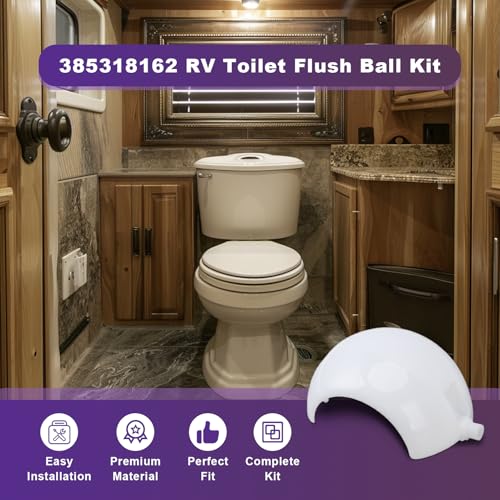 Image of RV Toilet Flush Ball Kit, 385318162 Ball and Shaft Kit,Includes Half Ball, 2 Screws, and Cartridge, Ideal for Marine Foot Flush Toilets, Easy to Install 600342766