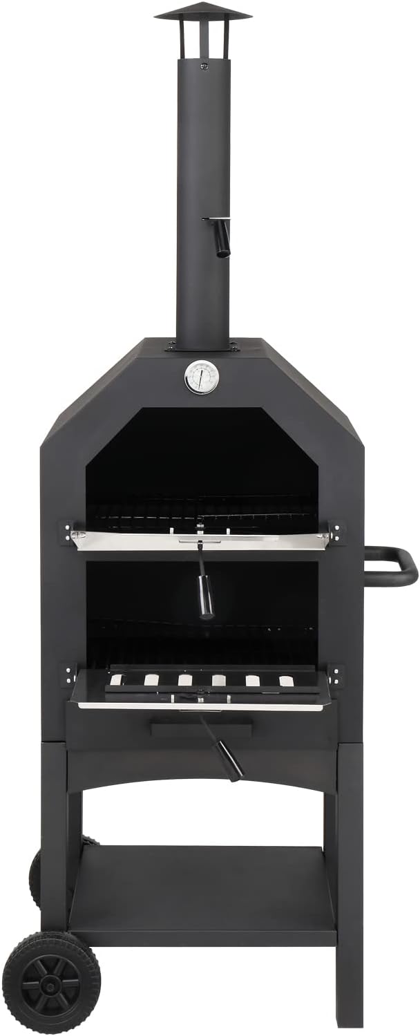 Outdoor Wood Fired Pizza Oven with Pizza Stone, Pizza Peel, Grill Rack, for Backyard and Camping