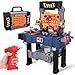 Kids Tool Bench, Toddler Workbench with Electric Drill and Realistic Toy Tools, Toy Tool Bench Workshop, Pretend Play Kids Tool Set for Boys, Blue