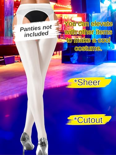 Image of ChiaoLezhee Sexy Shiny Tights, Sheer High-Waisted, Suspender Pantyhose For Women Rave Party Outfits Leggings Pants Exotic