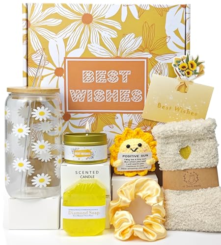 Gift Baskets for Women -Unique Gift Basket Set & Sunshine Box Care Package, Festive-Ready Golden...
