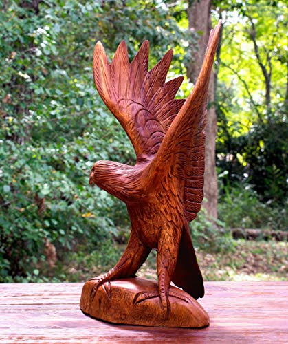 Estatua de Águila de Madera Tallada a Mano 12 pulgadas miniatura 4