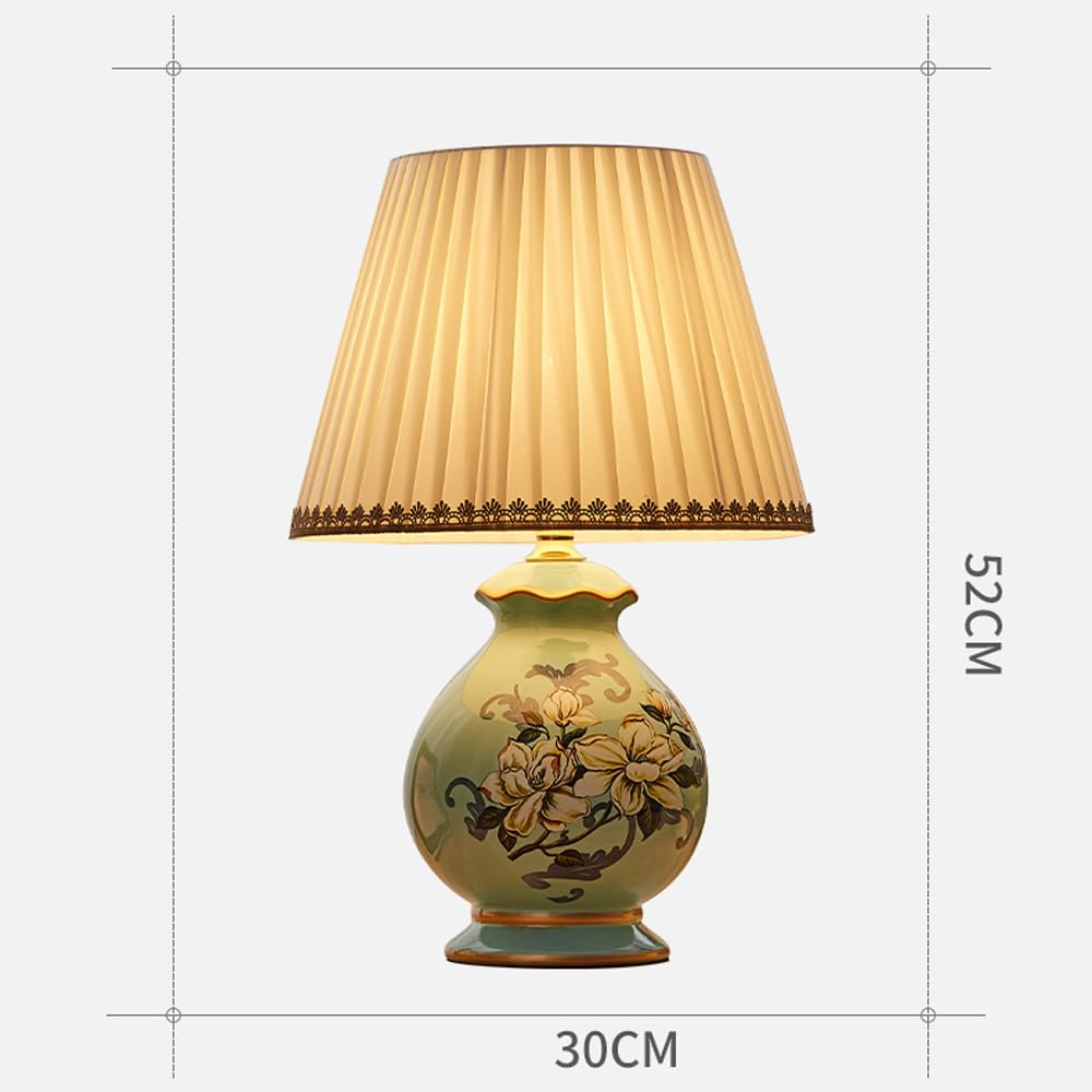 Lámpara de Mesa rústica pequeña con diseño de pájaro Amarillo y Flor de cerámica para Dormitorio, Decorativa, de Porcelana Azul, mesita de Noche, lámpara de Escritorio rústica para casa, Oficina,