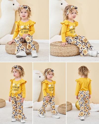 Newborn Baby Girl Clothes Infant Outfits Clothing Ruffle Romper Bell Bottoms Flared Pants Outfit Sets for Baby Girls4