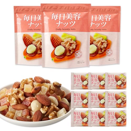 Shizen Shokudo Daily Beauty Nuts (20g×30 bags / individually wrapped) Unsalted, Made in Japan (Almonds/Walnuts/Macadamia Nuts/Papaya/Pineapple) Assorted