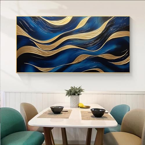 Toile abstraite dorée 85x120cm tableau salon et bureau