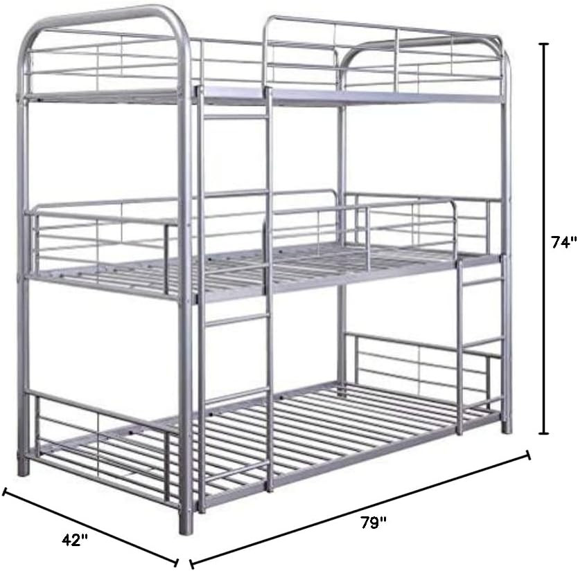 Dimensions of the triple twin bunk bed.