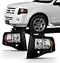 AKKON - For 2007-2014 Ford Expedition Black Bezel Headlight Assembly Left+Right Pair