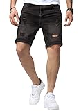 JMIERR Mens Jean Shorts Casual Mens Fashion Clothing Slim Fit Denim Shorts, US34(M), C Black