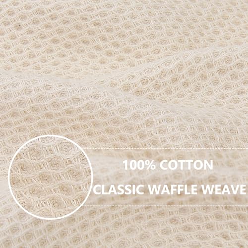 Homaxy 100% Cotton Waffle Weave Kitchen Towels, 3-Pack Ultra Soft Absorbent Dish Towels, Quick Drying Cleaning Towels, 13 x 28 Inches, Beige
