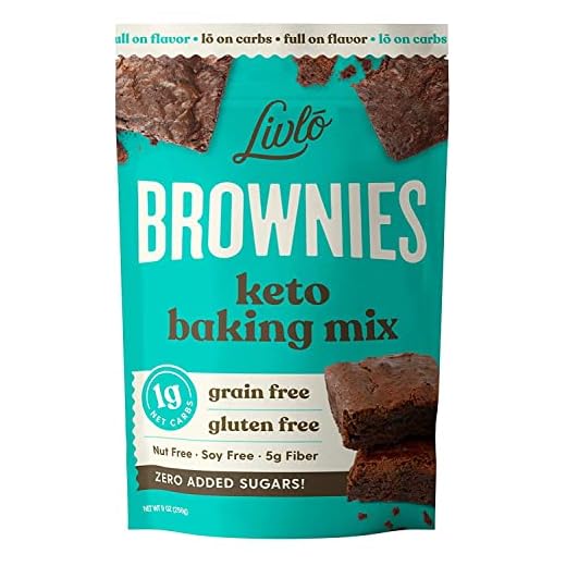 Livlo Keto Brownie Baking Mix - Just 1g Net Carb - Sugar Free & Gluten Free Keto Desserts, Sweets & Treats - Low Carb, Nut Free, Diabetic Friendly Snack - Fast, Delicious & Easy to Make - 12 servings