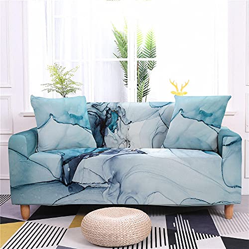 Ernzi Couch Cover-Modern Marble Stretch Slipcovers Cover-Abstract Blue Black Smoke S #TOP12