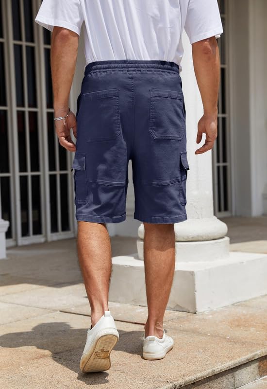 Men's Cargo Shorts Relaxed Fit Drawstring Elastic Waist Stretch Cotton Casual Shorts with 6 Pockets - Image 2