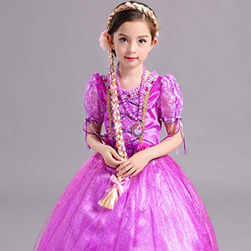 LHKJ Haarreif Prinzessin Zopf geflochten Haartei Kinder Haarband Kopfschmuck Haarschmuck für Party Cosplay Kostüm Rosa mit Blume