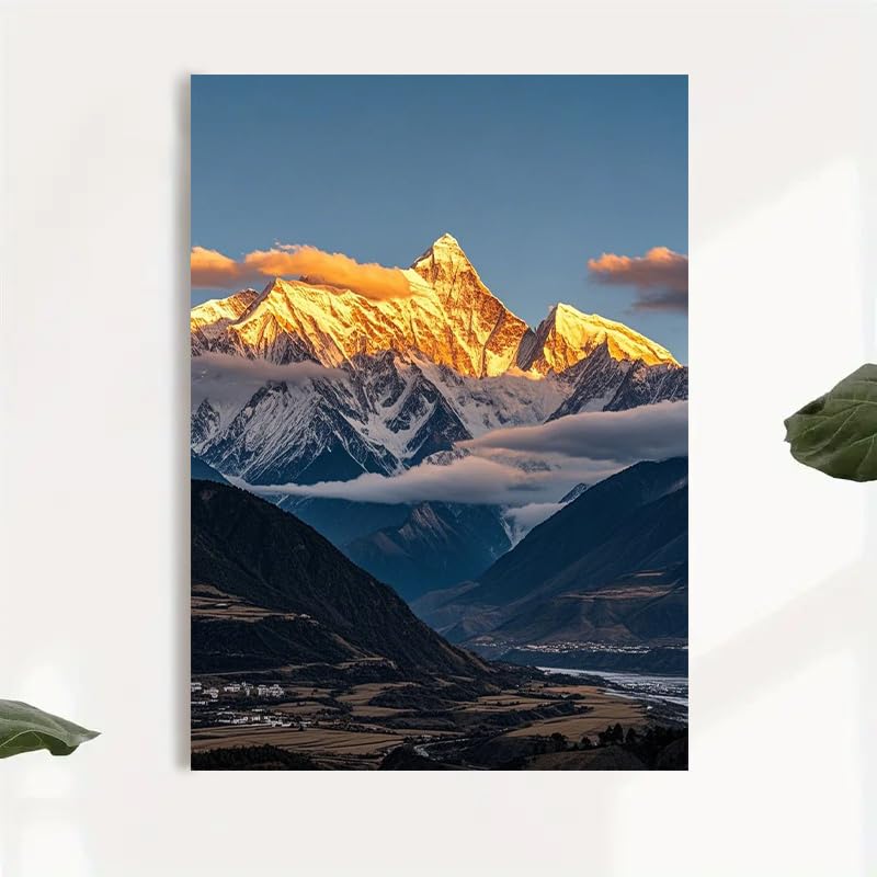 Cuadro de montaña dorada bajo el sol de 50x70cm que ilumina salones modernos sin marco
