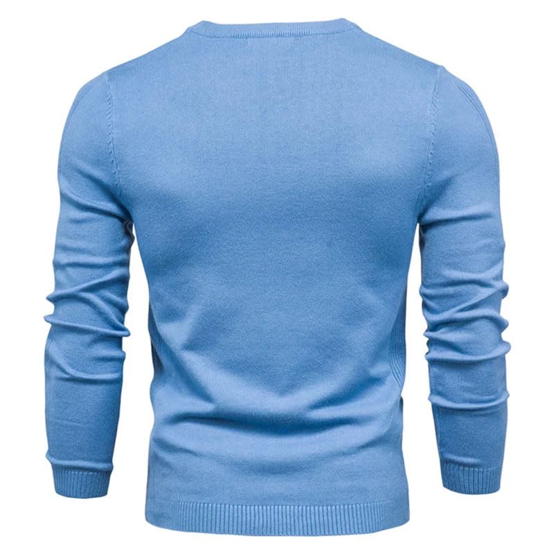 Men's Thickness Knit Pullover O-Neck Solid Long Sleeve Warm Slim Sweaters3