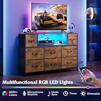 WLIVE LED Dresser TV Stand for 55 Inch TV, 8 Drawers, Rustic Brown — image 5