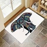 Alfombra Entrada Estilo Imitación Cachemira – Ultrafina y Morbido: Felpudo Interior En Imitación Cachemira Con Diseño Bohemio Elefante Africano , Suave y Agradable Al Tacto. Con Perfil Ultrafino De Solo 0,6 Cm, Pasa Fácilmente Bajo Las Puertas Sin Atascarse. Ligero Pero Resistente, Aporta Un Toque De Estilo Abstracto Animal y Se Adapta Como Alfombra Entrada Casa, Alfombrilla Recibidor o Alfombra Pasillo Antideslizante
