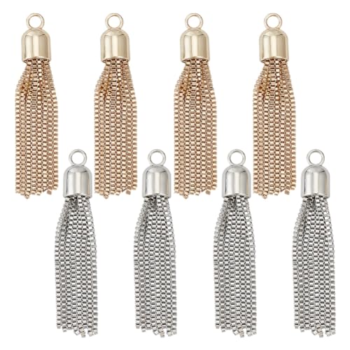UNICRAFTALE 8 pz 2 colori Catene In Ottone Ciondolo Nappa con Anelli per Appendere Pendenti Nappa Segnalibri Portachiavi Orecchini Bracciali Creazione di Gioielli Decorazione Regalo