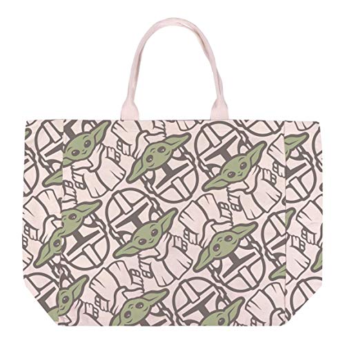 CERDÁ LIFE'S LITTLE MOMENTS 2100003315, Bolsos de Tela de Mandalorian con Licencia Oficial Star Wars para Mujer, Beige, 44 x 45 x 17 CM