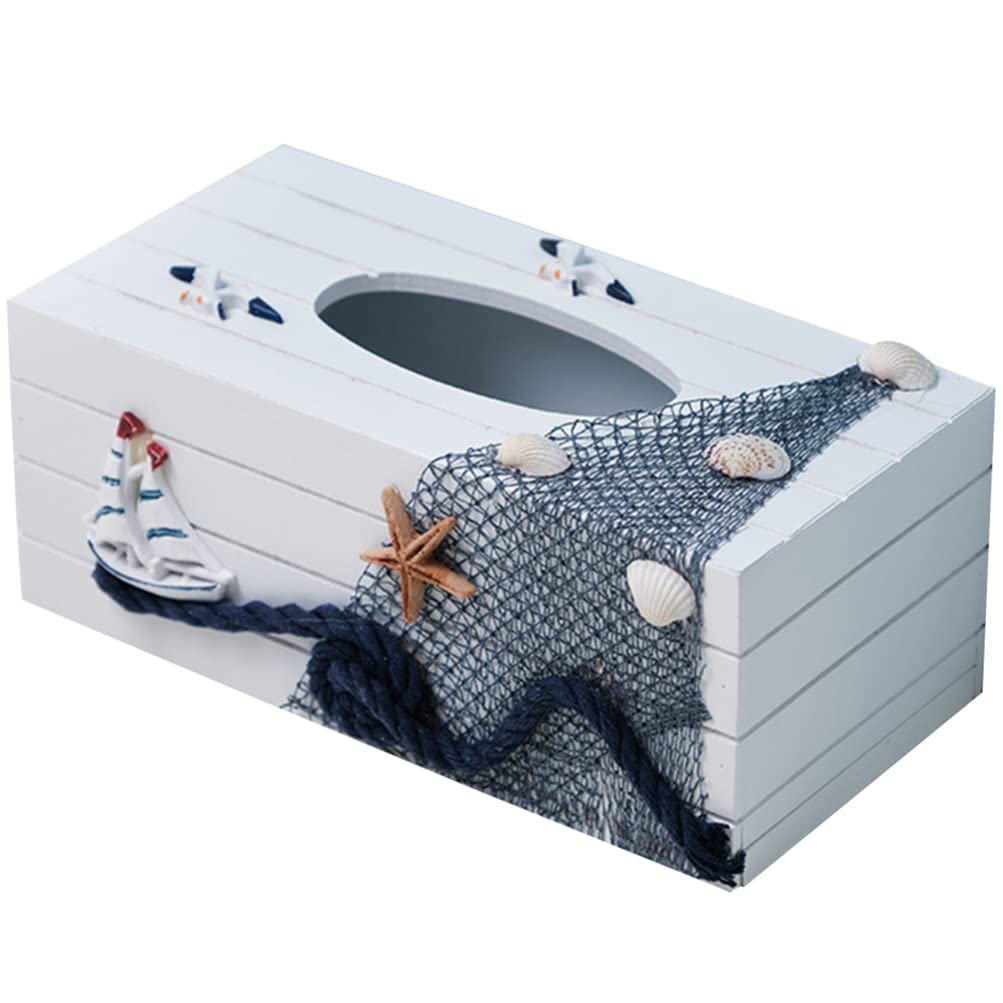 jojofuny Mediterrane Tissue Box Aus Holz Rechteckige Taschentuchbox Für Tischdekoration Im Maritimen Stil Kompakt Elegant Für Esszimmer Wohnzimmer Und Büro