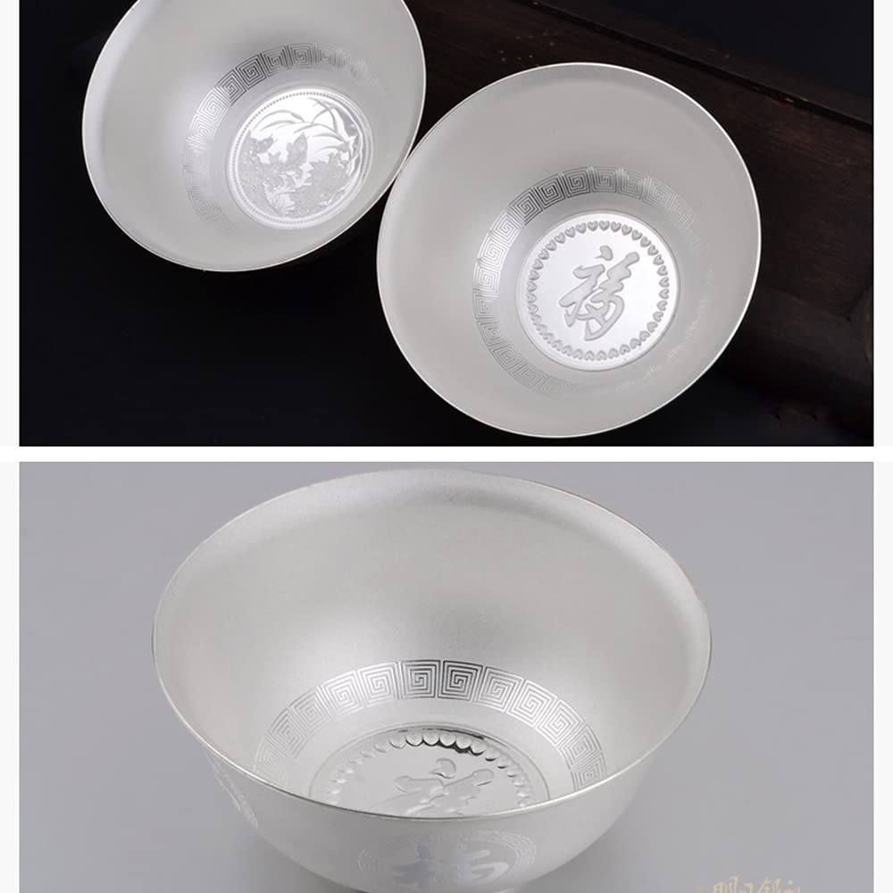 Bol à Grains en Argent Sterling, Bol à Dessert de Fruits à Salade, Bol à Riz à Nouilles, Bol à Soupe, Bol en Argent sculpté à la Main givré,135g