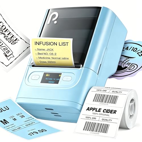 Image of POLONO PM220S Bluetooth Thermal Label Maker, Portable Sticker Printer with 2'' x 1.18'' Label Tape, Easy to Use Label Machine for Home Office Business, Navy