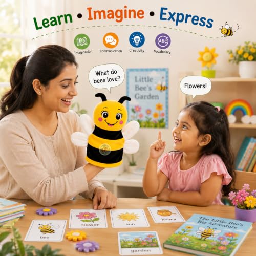 Image of Chi-Chimpu Toyss Honey Bee Hand Puppet 22cm for Kids Soft Storytelling Toy
