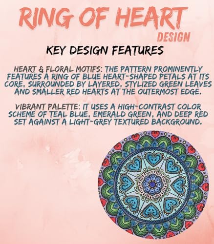 Image of LaVichitra Cotton Table Placemat | Dining Table Mat | Bed Side Table Mat | Cotton Round Shape Placemats | Washable PlaceMat for Shelves & Plant Pots - Pack of 1, Ring of Blue Heart
