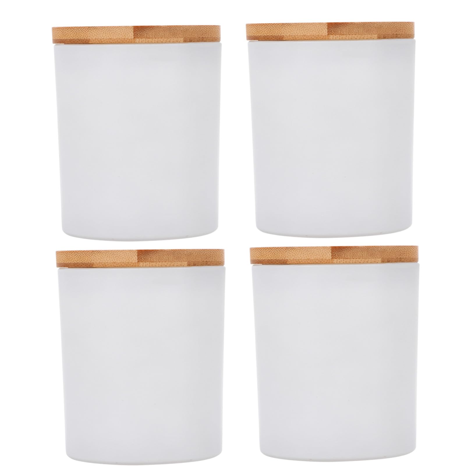 Lot de 4 Sets de Sets de Pots à Bougie en Verre Blanc pour Fabrication DIY
