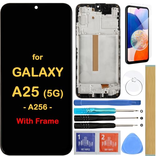 Screen Replacement LCD Display Touch Digitizer Assembly with Frame for Samsung Galaxy A25 5G A256 SM-A256U SM-A256B SM-A256E 6.5