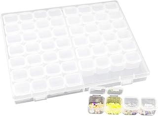 56 Grids Plastic Craft Organizer Box Adjustable Storage Box Diamond Painting Storage Box for Sewing Crafts Beads Nail Art Rhinestones Jewelry Diamond Embroidery Non Toxic (Transparent)