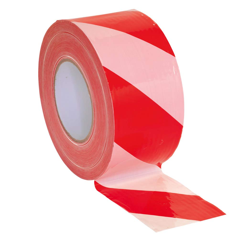 EASYTOPACK BARRIER HAZARD TAPE Non-Adhesive | 72mm x 500m | Durable Polythene Tape | No entry Danger Indoor Outdoor cordoning use | Red and White x 2 Rolls