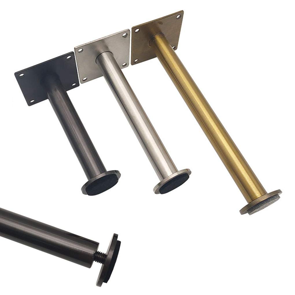 4 piedini per mobili in acciaio inox, per mobili e divani, regolabili, accessori di ricambio per mobili da tavolo, divano, scrivania, letto, gambe mobili, colore argento (21 cm)