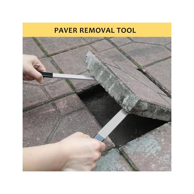 2Pcs Paver Puller, Paver Extractor Tool with Joint Scraper Micro Teeth; Gripper Slots, Paver Removal Lawn Yard Patio Block Replacement