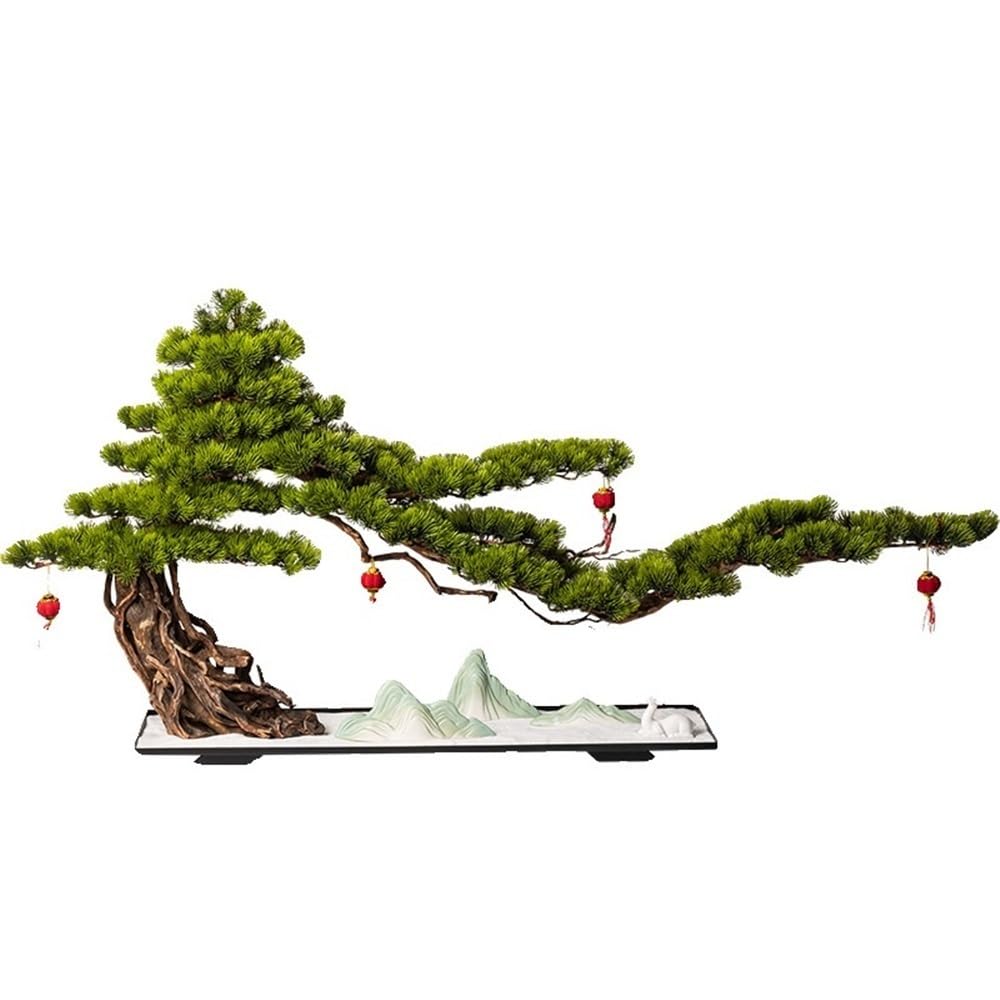 IUokLU Artificial Bonsai Artificial Bonsai Tree Decoration Living Room Hotel Simulation Welcome Pine Green Plant Ornaments