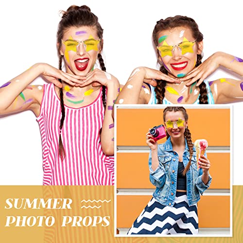 Konohan 6 Pairs Rimless Star Shape Sunglasses Disco Glasses Pentagram Sun Glasses for Halloween Bar Party Supplies Night Club4