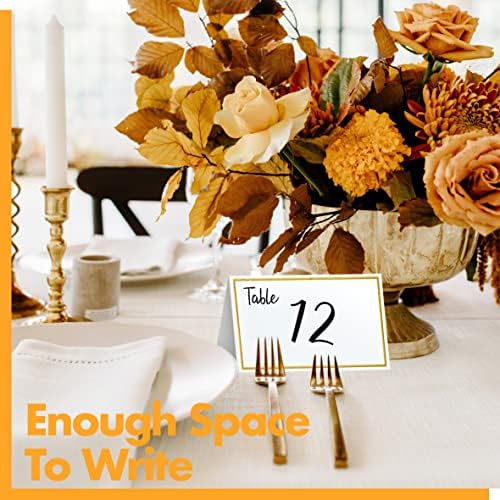 110 PCS Tent Cards, Small Place Cards with Gold Foil Border Delicate Seating Cards Blank Name Cards Escort Cards for Wedding, Table, Dinner Parties, Receptions (Each Measures 2 x 3.5)