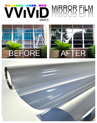 One-Way Silver Mirror Finish Static Cling Vinyl Window Wrap Film Diy Roll Various Sizes (17.75 Inches X 5 Feet) #TOP1