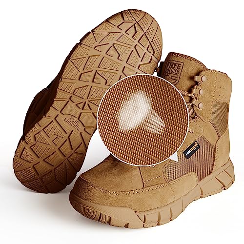 FREE SOLDIER Waterproof Hiking Boots Men's Tactical Work Boots Breathable Desert Boots 6 Inches Lightweight Military Boots4