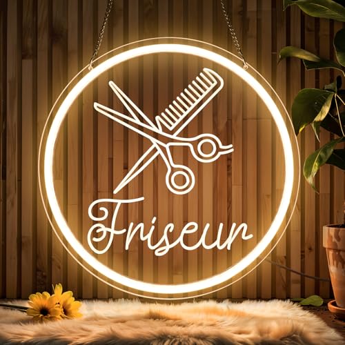 Flixyticy - Flixyticy Friseur Neonschild für Fenster, Barbershop Leuchtreklame Fensterschild, LED Neonlicht Hängeschild USB-Betrieb mit dimmbarem Schalter für Friseurladen Wanddekoration (Friseur(Warmweiß)) - -10%