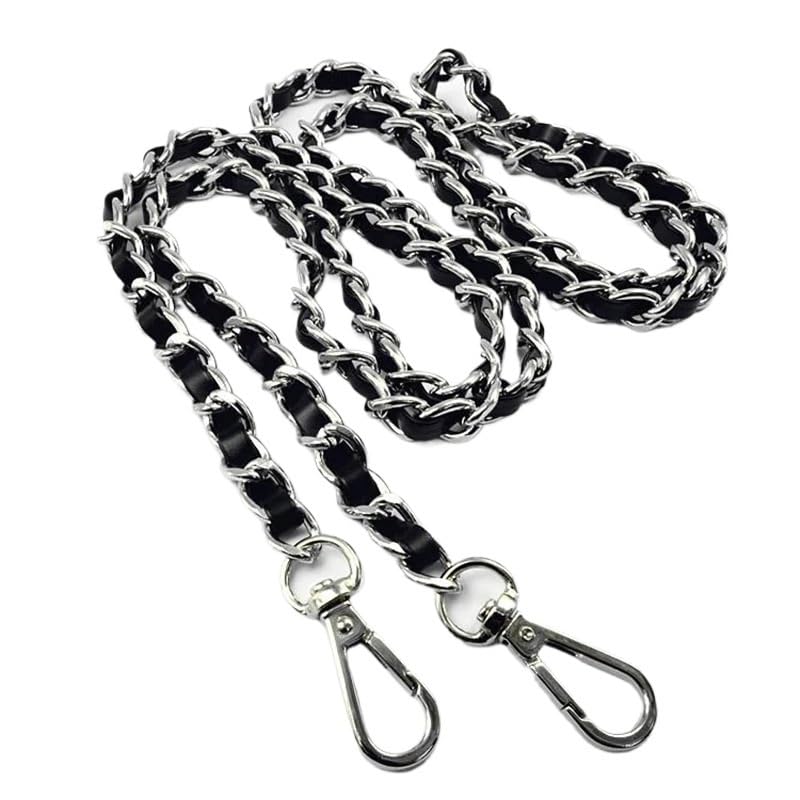 Tas ketting DIY zwart PU lederen portemonnee handvat 11 mm vervanging metaal goud, zilver, brons, zwarte schouder crossbody tas ketting riemen handtas ketting (kleur: goud, maat: 60 cm
