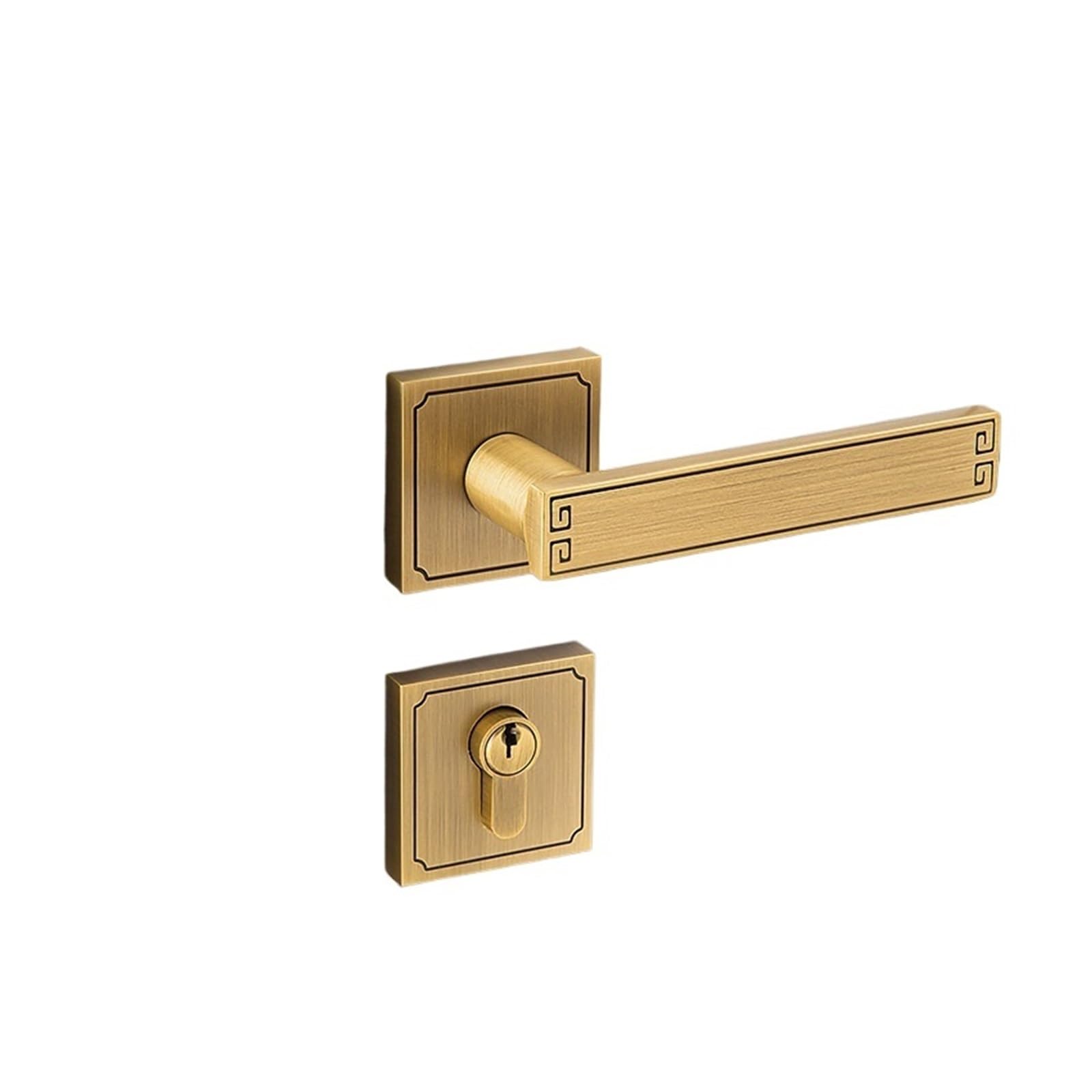 Serrure en laiton style chinois et poignée double pour porte intérieure