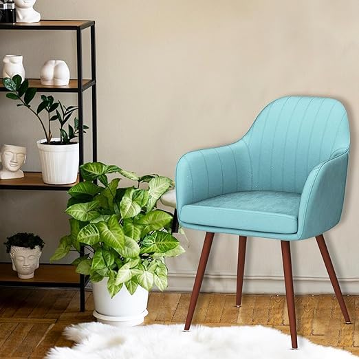 Image of Nexon Chair Set of 2 Velvet Dining Chairs, Cushion Seat Chair for Living Room Bedroom Restaurant, Modern Contemporary Upholstered with Polished Rosegold Metal Legs (Turquoise)