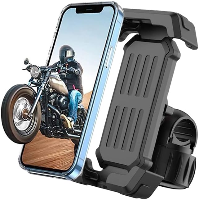 One-Hand Operation Bike Phone Holder 360 Rotation Quick Release Holder for Motorcycle Scooter E-Bike Fits iPhone Samsung Google Pixel, Black