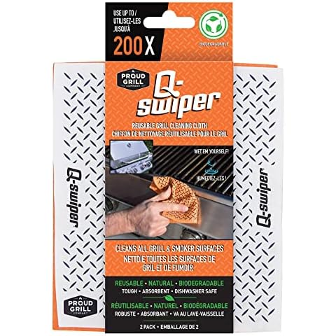 Q-Swiper Reusable Grill Cleaning Cloth 2 Pack - Eco-Friendly | Durable | Versatile | Abosrbent - Just Wet Them Yourself to Clean All Exterior Grill Surfaces! Cover